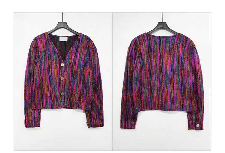 Coat Womens Roupas Femininas 2021 Rainbow Striped Korean Jackets for Woman Vintage Chic Autumn Winter Work Jacket Designer XC069
Coat Womens Roupas Femininas 2021 Rainbow Striped Korean Jackets for Woman Vintage Chic Autumn Winter Work Jacket Designer XC069