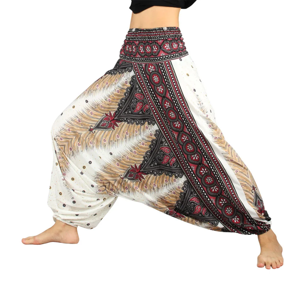 Индийские штаны для йоги женщин широкие свободные с шаговым швом тренировочные