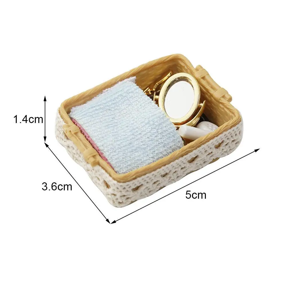 1Pc New Mini Toiletries Basket Bath Dollhouse Furniture Toys Gift For Children House For 1/12 1/6 Doll Scale X3Z4