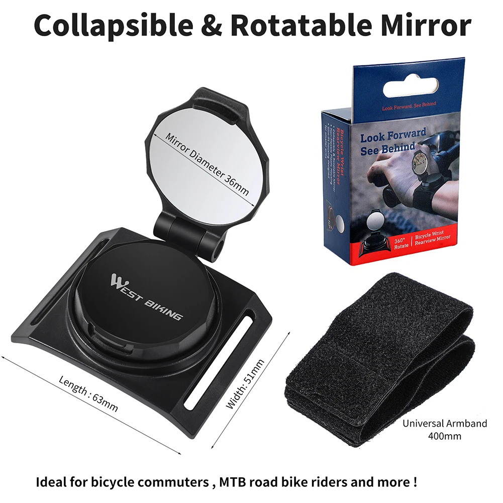 WEST BIKING Bike Rear View Mirror Cycling Handlebar Wrist Mirror Portable Safety Back Rearview Mirrors Bicycle Accessories
WEST BIKING Bike Rear View Mirror Cycling Handlebar Wrist Mirror Portable Safety Back Rearview Mirrors Bicycle Accessories