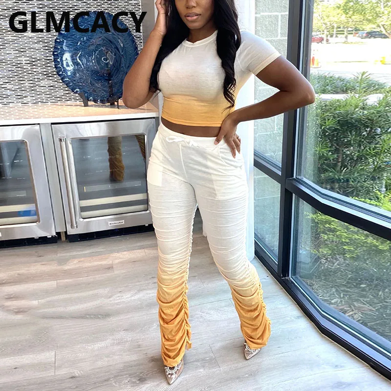 Women 2 Piece Matching Sets Short Sleeve Top T-shirt & High Waist Bodycon Pleated Pant Chic Suit
Women 2 Piece Matching Sets Short Sleeve Top T-shirt & High Waist Bodycon Pleated Pant Chic Suit