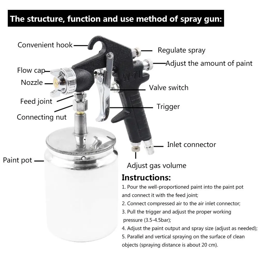 400ML/750ML Spray Gun Professional Pneumatic Airbrush Sprayer Alloy Painting Atomizer Tool With Hopperee For Painting Cars
400ML/750ML Spray Gun Professional Pneumatic Airbrush Sprayer Alloy Painting Atomizer Tool With Hopperee For Painting Cars