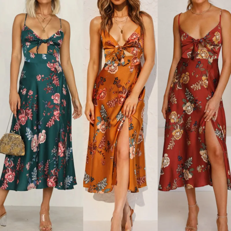 2021 Summer Women Fashion Sleeveless Floral Print Camisole Dress Sexy Spilt Back Hollow Out Slim Bandage Casual Beach Dresses
2021 Summer Women Fashion Sleeveless Floral Print Camisole Dress Sexy Spilt Back Hollow Out Slim Bandage Casual Beach Dresses