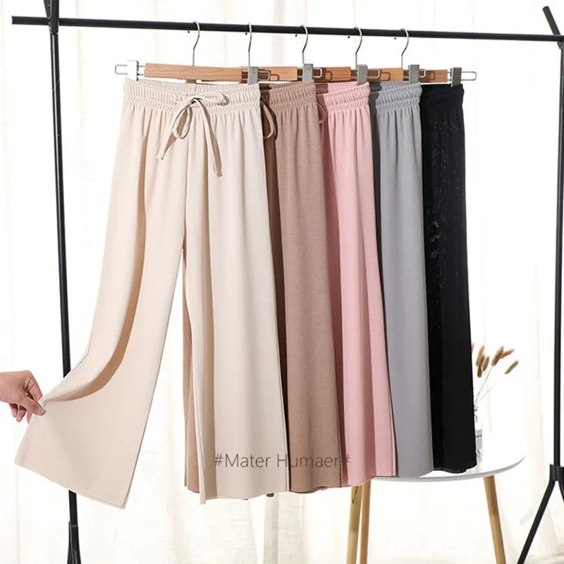 Casual Pants Women Korean Style High Waist Ice Silk Loose Pants Thin 2020 Popular Solid Color Trousers Fast Drop Shipping
Casual Pants Women Korean Style High Waist Ice Silk Loose Pants Thin 2020 Popular Solid Color Trousers Fast Drop Shipping