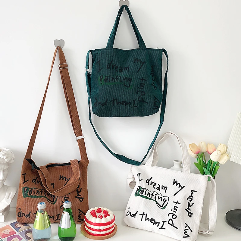 Ladies Corduroy Handbag Female Cute Letter Printing Shoulder Bag Ladies Tote Bag Student Book Bag Casual Crossbody Bag for Grils
Ladies Corduroy Handbag Female Cute Letter Printing Shoulder Bag Ladies Tote Bag Student Book Bag Casual Crossbody Bag for Grils