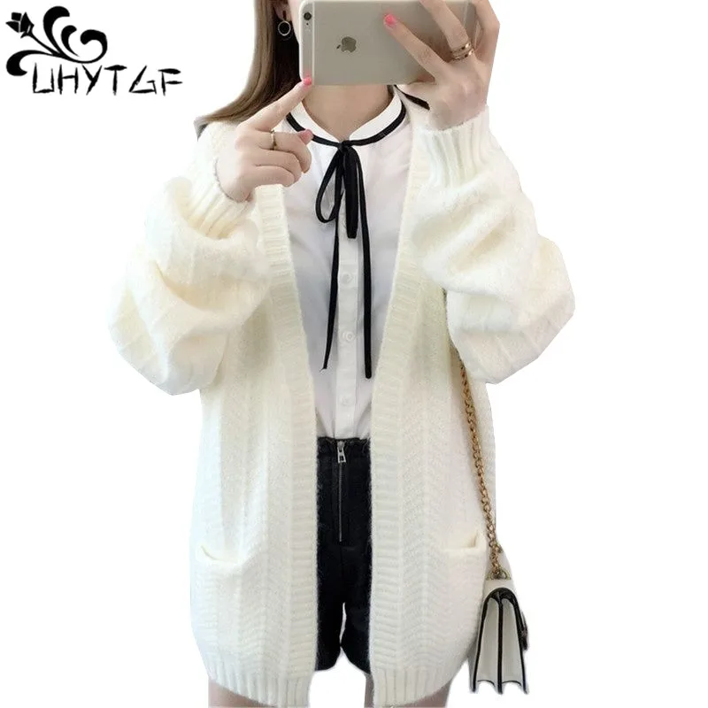 UHYTGF Spring Autumn Sweater Coat Knitted Cardigan For Women Long-Sleeved Casual Female Top Korean Loose Size Sweater Jacket1843
UHYTGF Spring Autumn Sweater Coat Knitted Cardigan For Women Long-Sleeved Casual Female Top Korean Loose Size Sweater Jacket1843