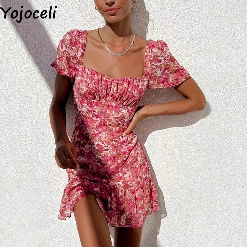 Yojoceli Sexy ruffle print summer women short dress Elegant vintage square neck casual dress Beach daily pleated dress vestidos
Yojoceli Sexy ruffle print summer women short dress Elegant vintage square neck casual dress Beach daily pleated dress vestidos
