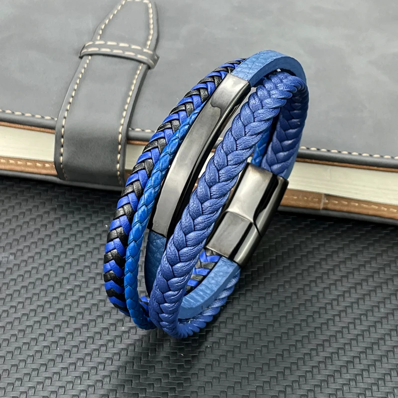 Модный очаровательный синий мужской браслет Многослойный кожаный браслет панк ювелирные изделия из нержавеющей стали магнитный браслет б...
Модный очаровательный синий мужской браслет Многослойный кожаный браслет панк ювелирные изделия из нержавеющей стали магнитный браслет б...