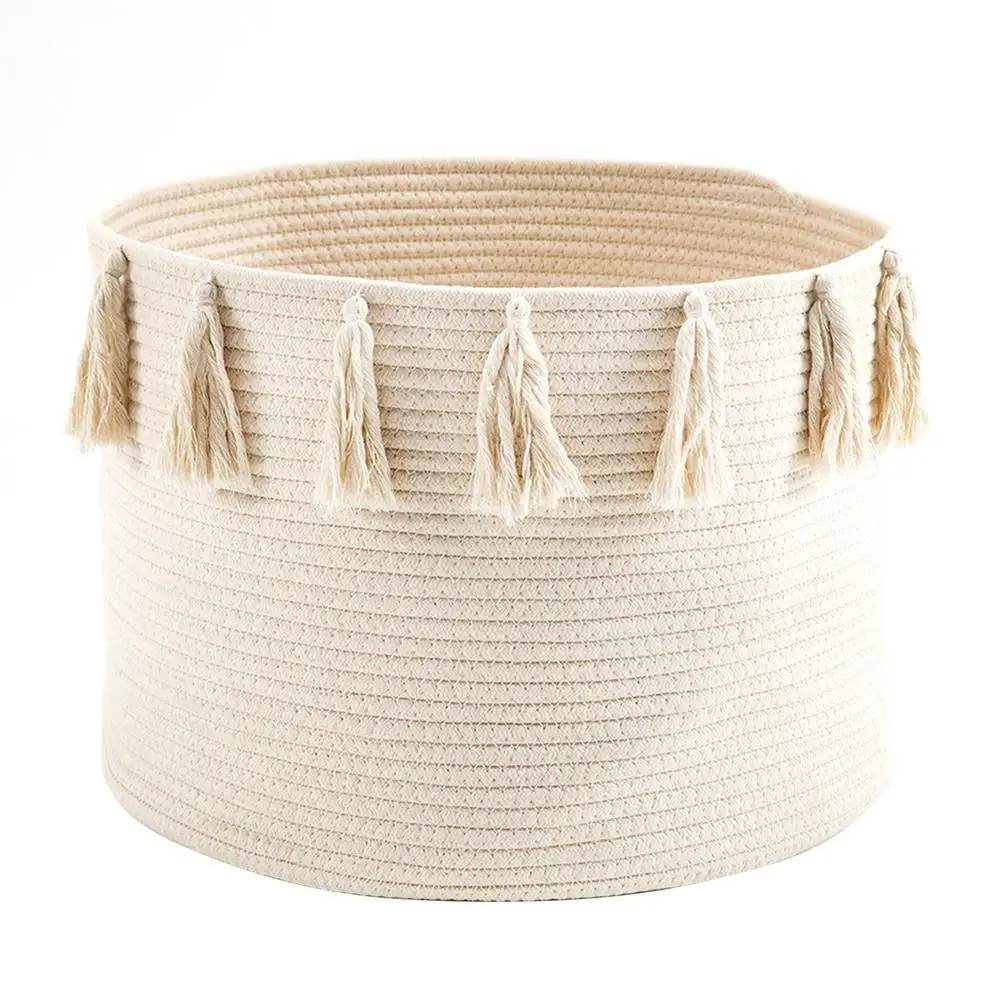 Woven Storage Basket Cotton Rope Storage Bucket Desktop Stand Durable Laundry Basket Container Home Decoration
Woven Storage Basket Cotton Rope Storage Bucket Desktop Stand Durable Laundry Basket Container Home Decoration