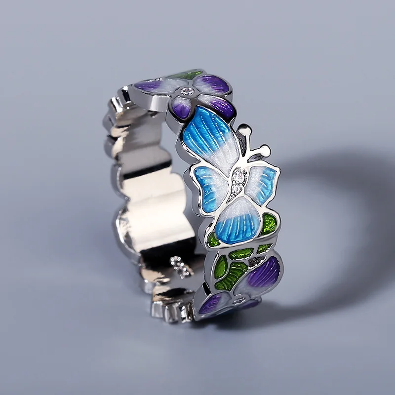 Luxury 925 Silver Handmade Enamel Blue Dripping Oil Butterfly Flower кольцо Exquisite Jewelry Party For Ladies designer jewelry
Luxury 925 Silver Handmade Enamel Blue Dripping Oil Butterfly Flower кольцо Exquisite Jewelry Party For Ladies designer jewelry