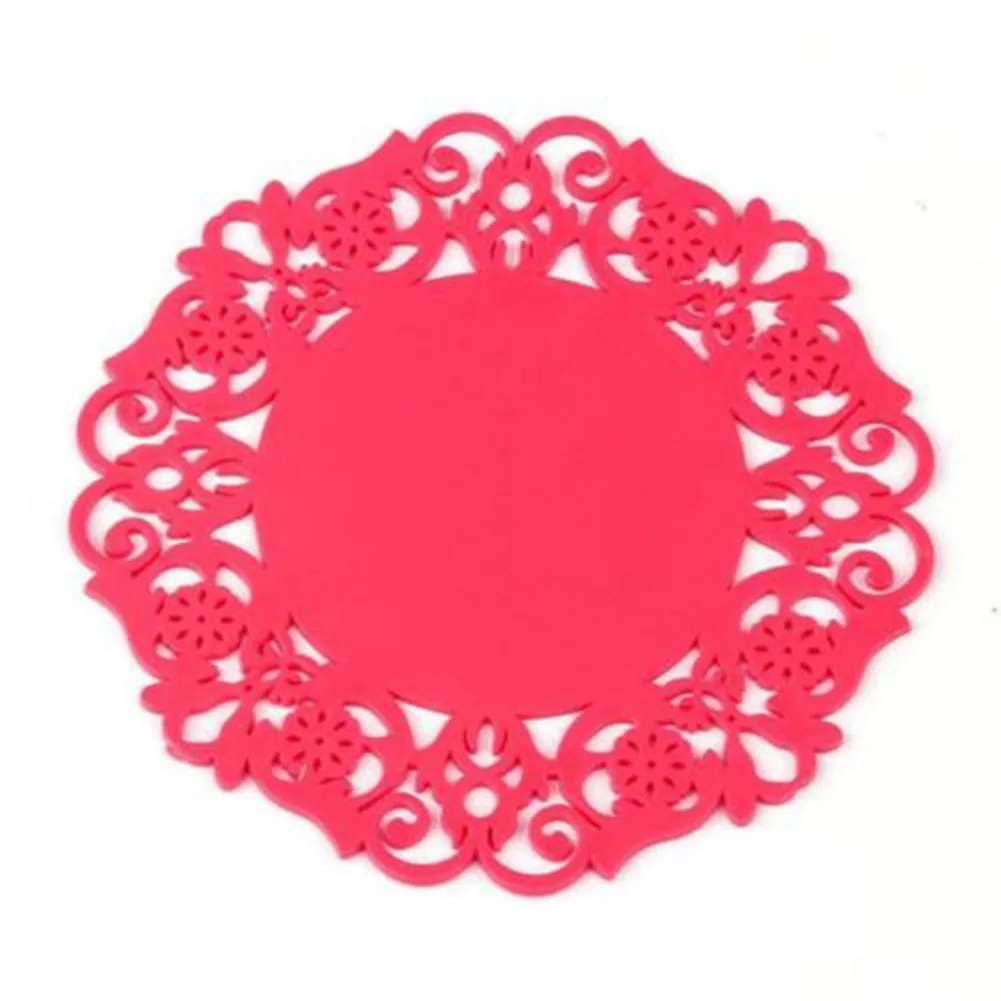 Hollow Lace Flower Design Round Silicone Table Cups Coaster Heat Resistant Pads QP2
Hollow Lace Flower Design Round Silicone Table Cups Coaster Heat Resistant Pads QP2