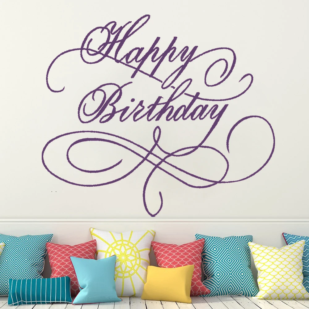 

Creativity Wall Decals Happy Birthday Murals For Kids Girl Bedroom Stickers Vinyl Party Livingroom Decoration Poster HJ0152