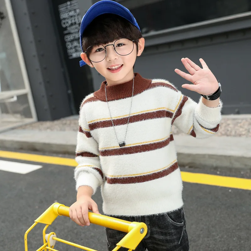 Stripe Knitting Spring Autumn Winter Sweater Baby Boys Kids Children's Warm Plus Velvet Thicken Top High Quality
Stripe Knitting Spring Autumn Winter Sweater Baby Boys Kids Children's Warm Plus Velvet Thicken Top High Quality