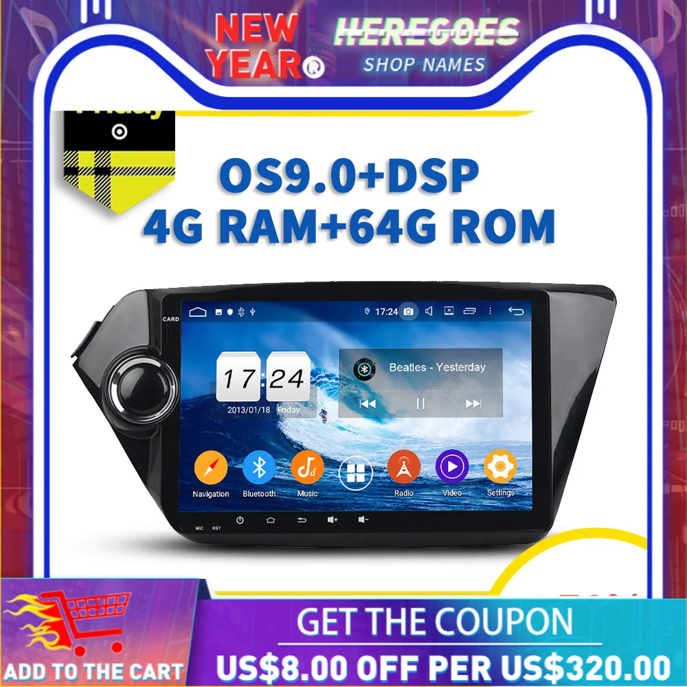 DSP IPS Android 10 0 4 Гб + 64 ГБ 8 Core dvd плеер для автомобиля GPS карта радио Wi Fi Bluetooth 2 Din Kia K2 Рио