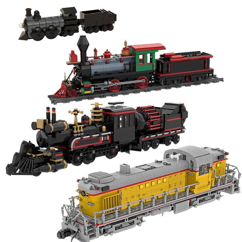 

Паровой поезд MOC в стиле ретро, 75955, стимпанк, крокодил, локомотив 0277, строительные блоки, RS-2 10277, кирпичи, игрушки для детей, праздничный подар...