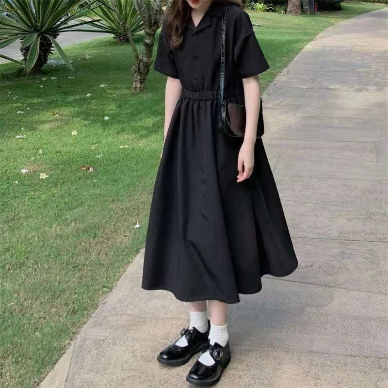 Retro Black Dress 2021 New Waist Slimming Small Tea Dress Small Black Dress for Women Summer
Retro Black Dress 2021 New Waist Slimming Small Tea Dress Small Black Dress for Women Summer