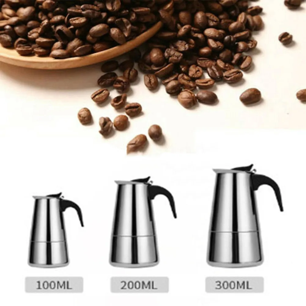 100ml-300ml Coffee Pot Mocha Espresso Latte Percolator Stove Coffee Maker Pot Percolator Drink Tool Latte Stovetop Jug
100ml-300ml Coffee Pot Mocha Espresso Latte Percolator Stove Coffee Maker Pot Percolator Drink Tool Latte Stovetop Jug