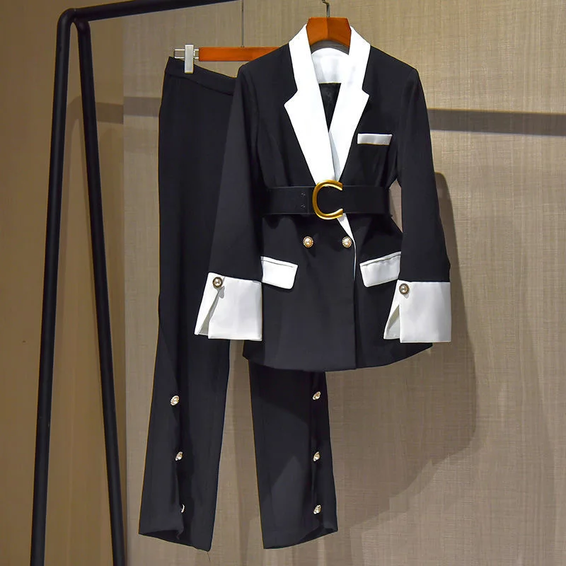 Office suit ladies stitching suit jacket pants suit plus size 4XL 2 piece set casual black yellow suit jacket top and pants
Office suit ladies stitching suit jacket pants suit plus size 4XL 2 piece set casual black yellow suit jacket top and pants