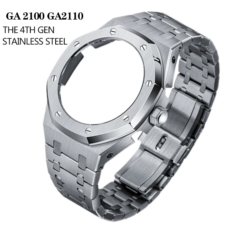 

4th GA2100 GA2110 Generation Watchband Octagonal 316 AP Metal Case with Crown for GA-2100 GA-2110 Modified Stainless Steel Strap