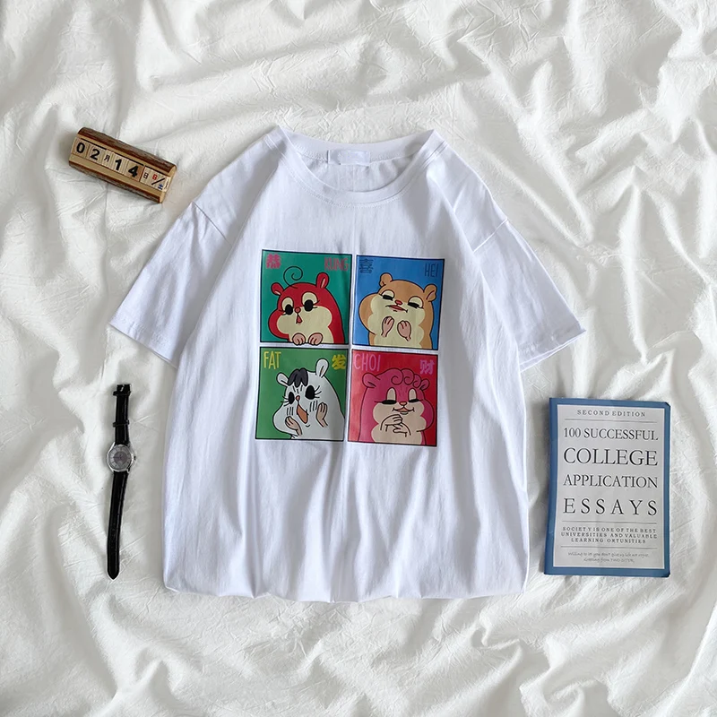 E-BAIHUI 100% Cotton T Shirt Women Short Sleeve Summer T-shirt Tees Tops Cartoon Print Ropa De Mujer cute tshirts Loose Harajuku 
E-BAIHUI 100% Cotton T Shirt Women Short Sleeve Summer T-shirt Tees Tops Cartoon Print Ropa De Mujer cute tshirts Loose Harajuku