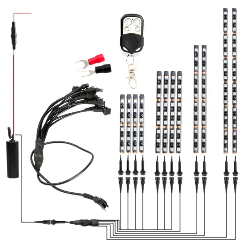 12Pcs Motorcycle Car Atmosphere Light RF RGB Colorful Light Strip LED Flashing Strip Light Glow Neon with Remote
12Pcs Motorcycle Car Atmosphere Light RF RGB Colorful Light Strip LED Flashing Strip Light Glow Neon with Remote