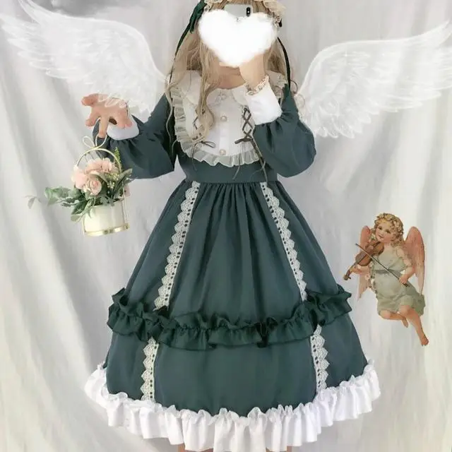 Japanese Lolita Dress Sweet Princess Dress Op Long-sleeved Lace-up Dress Kawaii Girl Gothic lolita cos loli Autumn Winter
Japanese Lolita Dress Sweet Princess Dress Op Long-sleeved Lace-up Dress Kawaii Girl Gothic lolita cos loli Autumn Winter