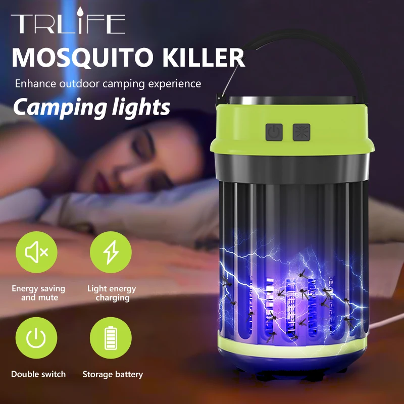 

Solar Mosquito Killer Trap Outdoors Camping Lamp IP67 Waterproof LED Night Light USB Charging Bug Insect Killing Pest Repeller