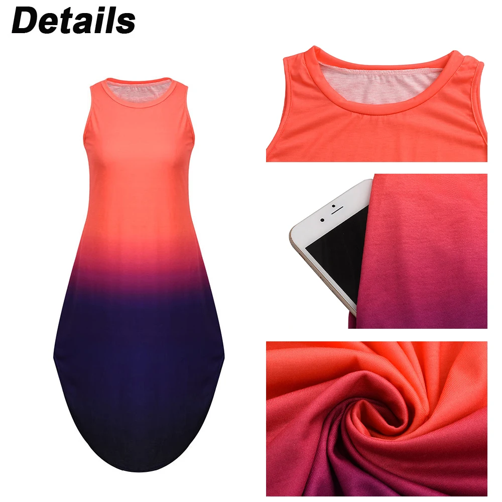 Gradient Women Sleeveless Long Dress Casual Summer O-neck Irregular Hem Tank Dresses Summer Fashion Elegant Femme Vestido D30 
Gradient Women Sleeveless Long Dress Casual Summer O-neck Irregular Hem Tank Dresses Summer Fashion Elegant Femme Vestido D30