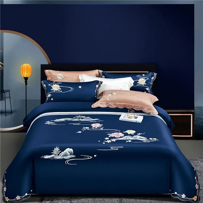 Egyptian Cotton Duvet Cover with Delicate Chic embroderiy Blue Purple Bedding Set Soft Bedsheet Pillowcases Queen King size 4Pcs
Egyptian Cotton Duvet Cover with Delicate Chic embroderiy Blue Purple Bedding Set Soft Bedsheet Pillowcases Queen King size 4Pcs