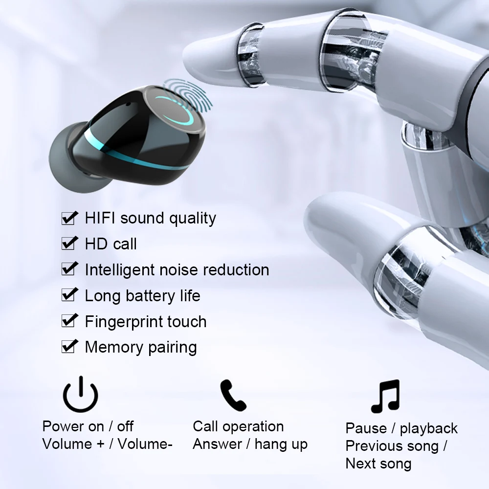 G08 TWS Earphone Bluetooth 5.1 Wireless Headphons Touch Control 9D HiFi Waterproof Earbuds Headset with LED Display Charging Box
G08 TWS Earphone Bluetooth 5.1 Wireless Headphons Touch Control 9D HiFi Waterproof Earbuds Headset with LED Display Charging Box