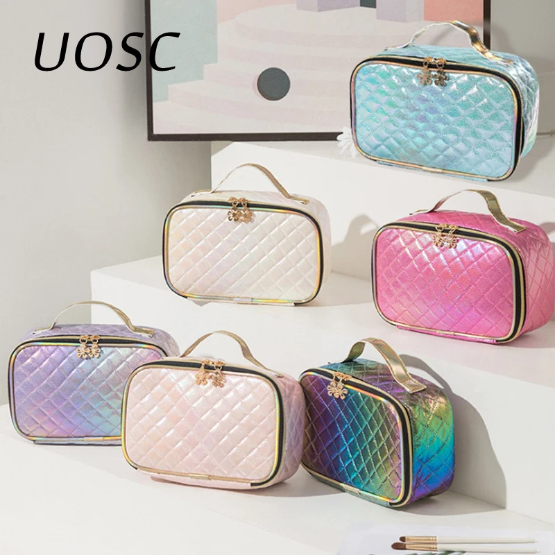 UOSC Portable Pu Women's Cosmetic Bag Rhombic Cleansing Package Laser Wash Bag For Female Ladies Cosmetic Storage Bag Organizer
UOSC Portable Pu Women's Cosmetic Bag Rhombic Cleansing Package Laser Wash Bag For Female Ladies Cosmetic Storage Bag Organizer