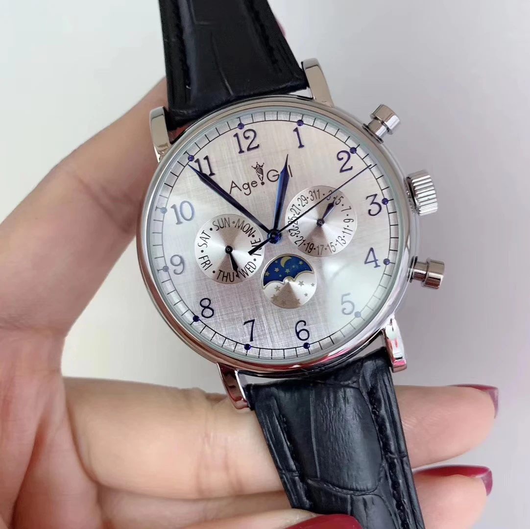 Classic New Men Automatic Mechanical Watch Silver Brown Leather Black White MoonPhase Limited Sport Sapphire Glass Back AAA
Classic New Men Automatic Mechanical Watch Silver Brown Leather Black White MoonPhase Limited Sport Sapphire Glass Back AAA