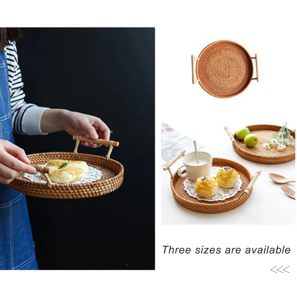 Rattan Handwoven Round High Wall Severing Tray Food Storage Platters Plate Over Handles For Breakfast Drink Snack For Coffee Tea
Rattan Handwoven Round High Wall Severing Tray Food Storage Platters Plate Over Handles For Breakfast Drink Snack For Coffee Tea