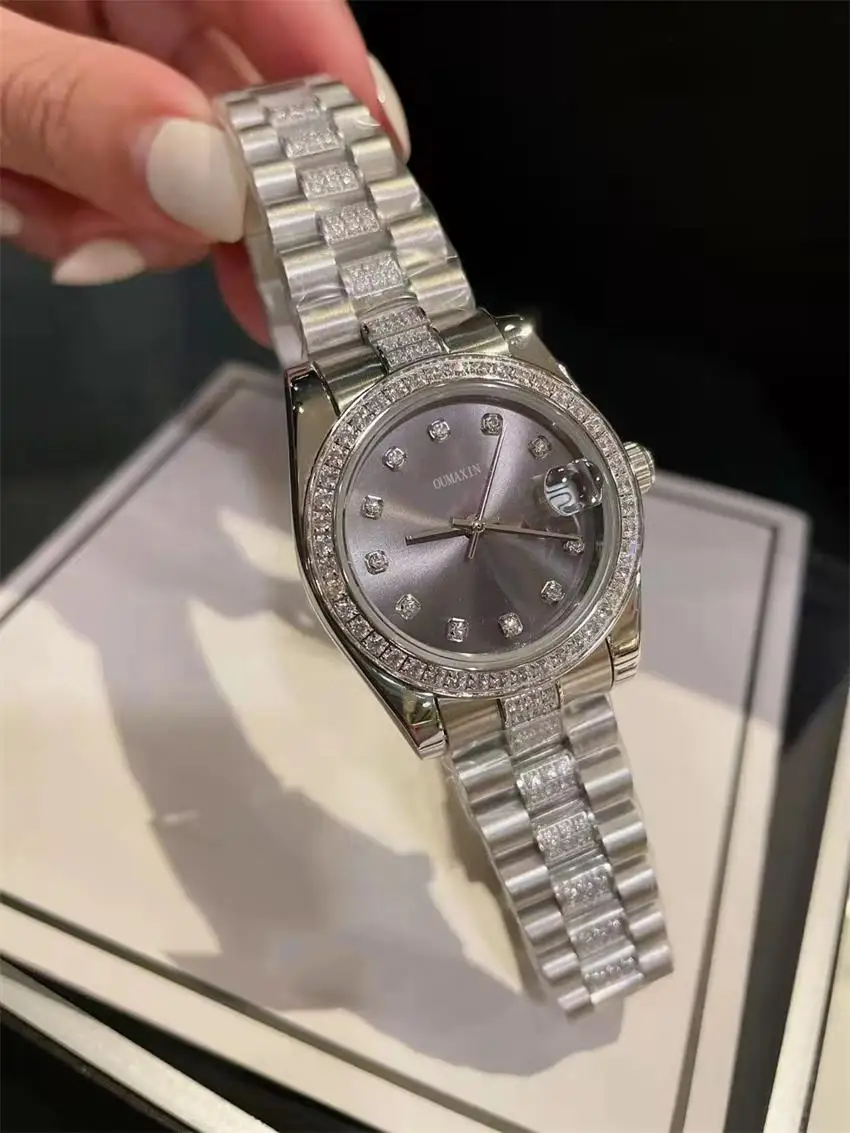 31mm Ladies Automatic Mechanical Waterproof Clock Sapphire Glass Light Purple Dial 316 Stainless Steel Watch With Rhinestones AA
31mm Ladies Automatic Mechanical Waterproof Clock Sapphire Glass Light Purple Dial 316 Stainless Steel Watch With Rhinestones AA