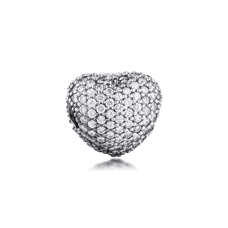 

Authentic 925 Sterling Silver Pave Open My Heart Charms Fits Pandora Bracelet Crystal Beads DIY Jewelry Making Berloque Charmsy