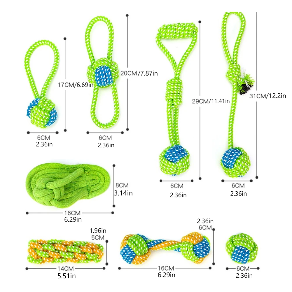 8Pcs Transer Pet Supply Dog Toys Dogs Chew Teeth Clean Outdoor Traning Fun Playing Green Rope Ball Toy For Large Small Dog
8Pcs Transer Pet Supply Dog Toys Dogs Chew Teeth Clean Outdoor Traning Fun Playing Green Rope Ball Toy For Large Small Dog