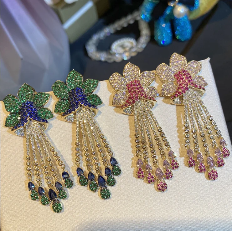 Women Colorful flower tassel earrings fashion luxury zircon earrings retro flower earrings
Women Colorful flower tassel earrings fashion luxury zircon earrings retro flower earrings