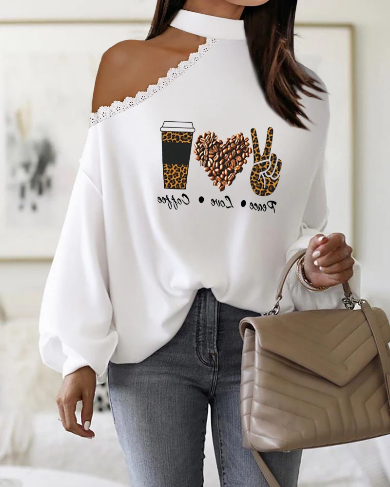 Autumn Women Plain Contrast Lace Lantern Sleeve Top 2021 Femme Casual Cold Shoulder Cartoon Print Blouse Office Lady Outfit traf
Autumn Women Plain Contrast Lace Lantern Sleeve Top 2021 Femme Casual Cold Shoulder Cartoon Print Blouse Office Lady Outfit traf