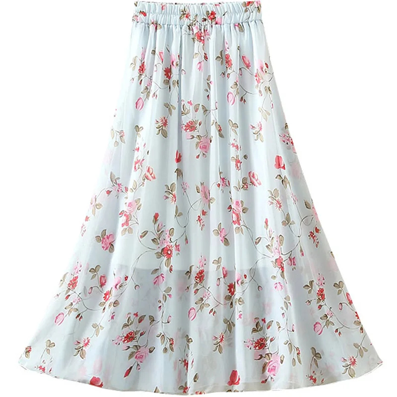 summer of 2019 the new chiffon printing a word skirt of tall waist long floral small pure and fresh and the fairy
summer of 2019 the new chiffon printing a word skirt of tall waist long floral small pure and fresh and the fairy