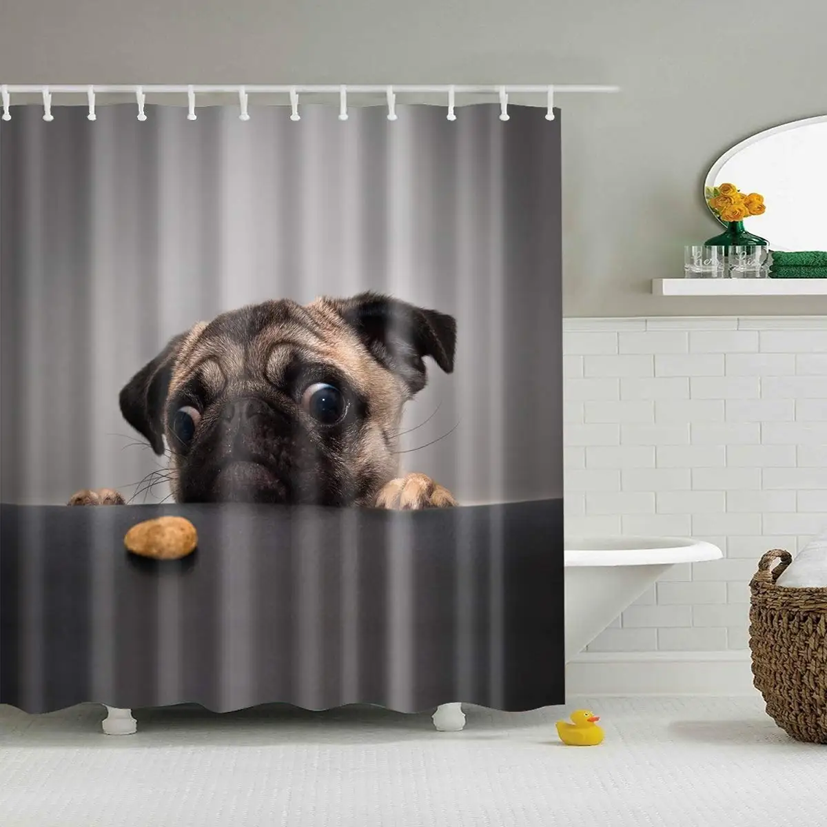 Dog Pattern Digital Print Shower Curtain for Bathroom, Waterproof Polyester Fabric Shower Window Curtain with 12 Hooks
Dog Pattern Digital Print Shower Curtain for Bathroom, Waterproof Polyester Fabric Shower Window Curtain with 12 Hooks