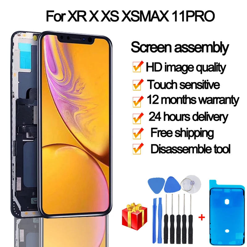 

100% Tested For Iphone X XS XSmax XR 11 11pro 11promax LCD Display Touch Screen Digitizer Assembly For iPhone X Pantalla OLED