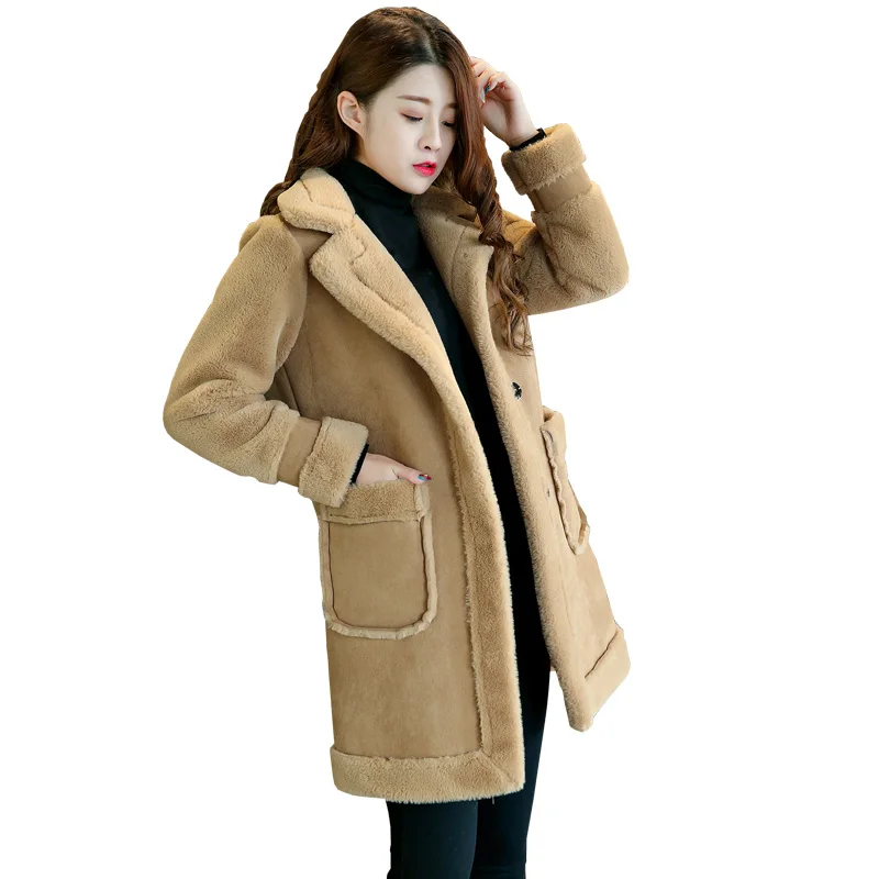 Winter Suede Leather Jackets Women Lambs Wool Coats Mid-lengthThick Warm Cotton Jacket Female Plus Size Outerwear Overcoats T371
Winter Suede Leather Jackets Women Lambs Wool Coats Mid-lengthThick Warm Cotton Jacket Female Plus Size Outerwear Overcoats T371