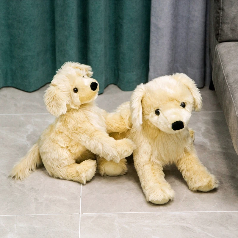 Плюшевый щенок золотистого ретривера длинноволосая собака плюшевая игрушка