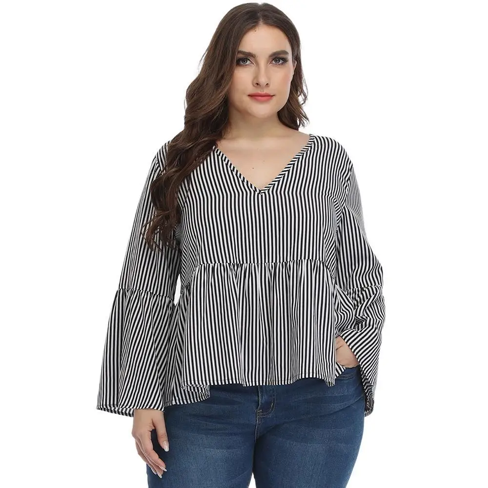 4XL Plus Size Women Loose Sexy V Neck Tops Stripe Print Patchwork T Shirt Casual Pullover Ladies Wide Sleeve Female Curve Tees
4XL Plus Size Women Loose Sexy V Neck Tops Stripe Print Patchwork T Shirt Casual Pullover Ladies Wide Sleeve Female Curve Tees