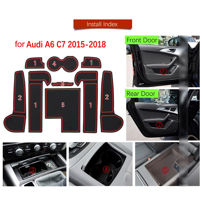 Противоскользящая резиновая накладка на дверь для Audi A6 C7 2015 ~ 2018 2016 2017 4G RS6 S6 S line RS 6