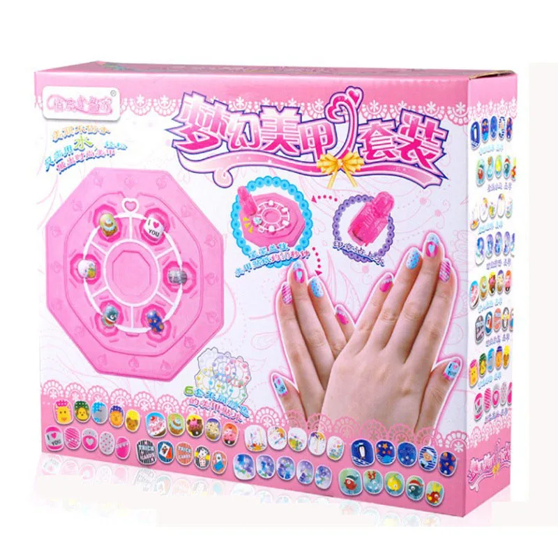 96pcs Children DIY Color Nail Sticker Set Beauty Pretend Toy Girls Handmade Reusable Nontoxic Patch Stickers Birthday Gifts | Игрушки и