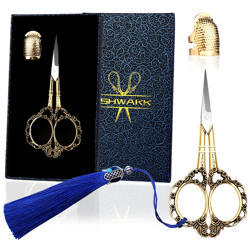 SHWAKK 3 Pcs Stainless Steel Tailor Scissors Embroidery Scissors Set With Thimble And Tassel And For DIY Sewing Tool
SHWAKK 3 Pcs Stainless Steel Tailor Scissors Embroidery Scissors Set With Thimble And Tassel And For DIY Sewing Tool