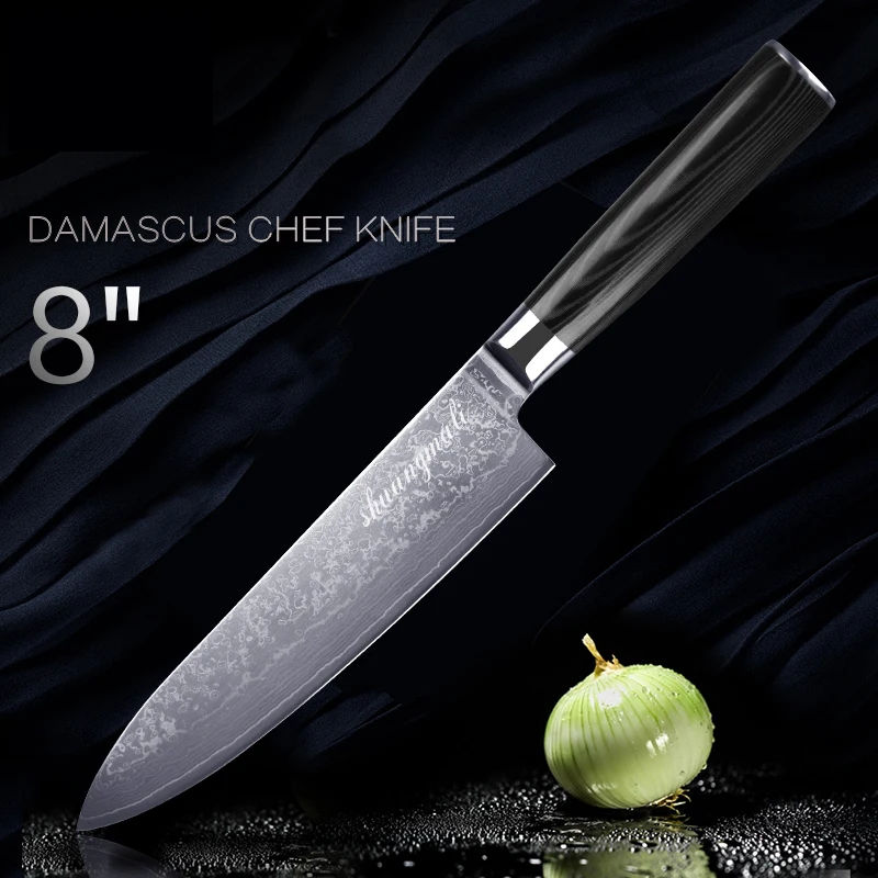 

Нож шеф-повара из дамасской стали VG10, японские кухонные инструменты для шеф-повара, нарезка мяса, овощей, мясника, 8 дюймов