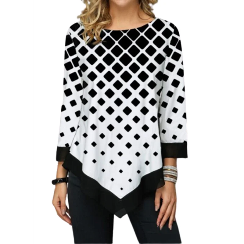 Women's T-shirts Autumn Long Sleeve O-neck Geometric Print T-shirt Women's Clothing Streetwear Spring Shirt White Black Tops
Women's T-shirts Autumn Long Sleeve O-neck Geometric Print T-shirt Women's Clothing Streetwear Spring Shirt White Black Tops