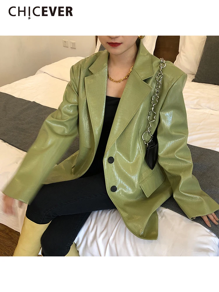 CHICEVER High Street Pu Jackets For Women Notched Loose Long Sleeve Single Breasted Patchwork Pockets Coats Female 2021 Autumn
CHICEVER High Street Pu Jackets For Women Notched Loose Long Sleeve Single Breasted Patchwork Pockets Coats Female 2021 Autumn